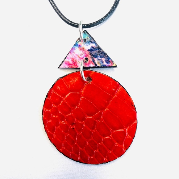 2-PIECE SET Orange REVERSIBLE Handmade Leather - Picture 3 of 7